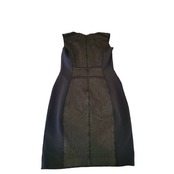 Elie‎ Tahari Lambs leather trim scuba dress Medium - Picture 2 of 8
